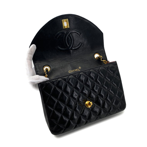 CHANEL VINTAGE MATELASSE HALF MOON CHAIN SHOULDER BAG BLACK LAMB SKIN 90285913 - PURPOSE