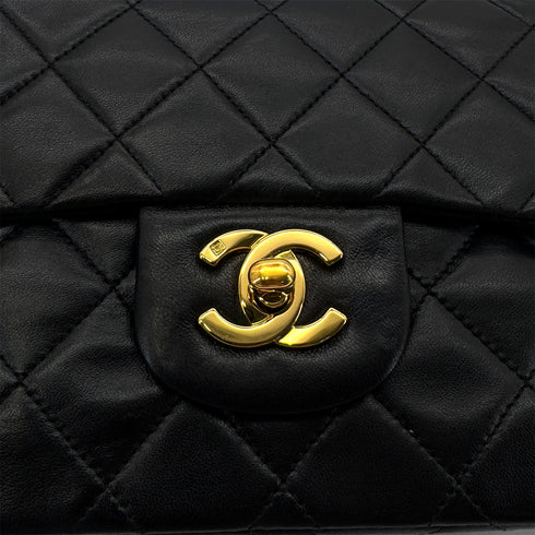 CHANEL VINTAGE CLASSIC FLAP SMALL CHAIN SHOULDER BAG BLACK LAMB SKIN 90285920 - PURPOSE