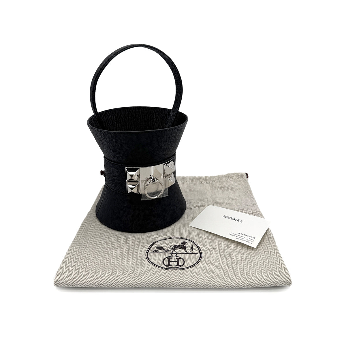 HERMES MINI MEDOR COLLIER DE CHIEN BLACK VEAU EPSOM HAND BAG W 90285921