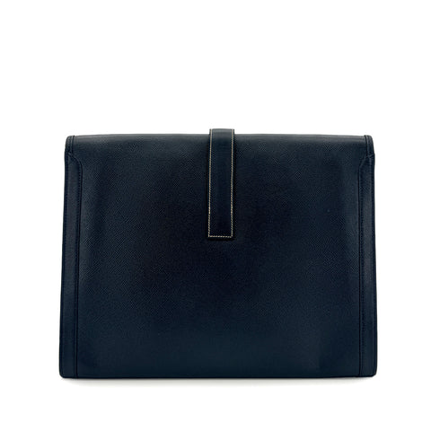 HERMES JIGE GM CLUTCH BAG BLUE INDIGO COUCHEVEL 90285922 - PURPOSE