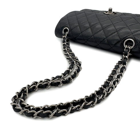 CHANEL CLASSIC FLAP SMALL CHAIN SHOULDER BAG BLACK CAVIAR SKIN 90285926 - PURPOSE