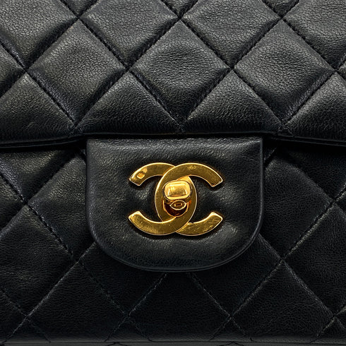 CHANEL VINTAGE CLASSIC FLAP MEDIUM CHAIN SHOULDER BAG BLACK LAMB SKIN 90285933 - PURPOSE