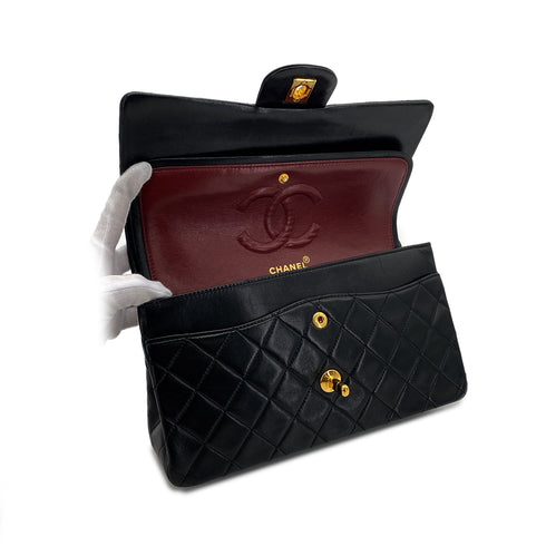 CHANEL VINTAGE CLASSIC FLAP MEDIUM CHAIN SHOULDER BAG BLACK LAMB SKIN 90285934 - PURPOSE