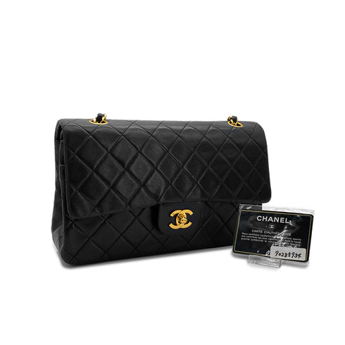 CHANEL VINTAGE CLASSIC FLAP MEDIUM CHAIN SHOULDER BAG BLACK LAMB SKIN 90285934 - PURPOSE