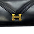HERMES LYDIE BLACK CLUTCH SHOULDER BAG BOXCALF 〇S 90285936 - PURPOSE