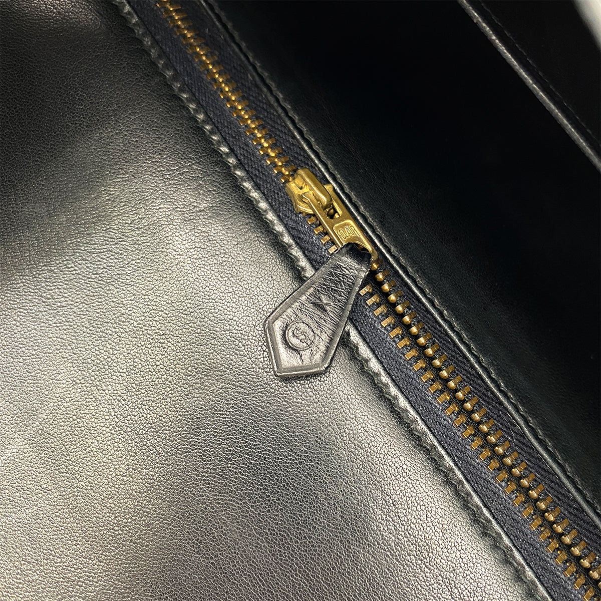 HERMES LYDIE BLACK CLUTCH SHOULDER BAG BOXCALF 〇S 90285936