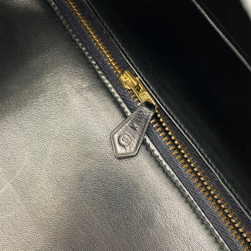 HERMES LYDIE BLACK CLUTCH SHOULDER BAG BOXCALF 〇S 90285936 - PURPOSE