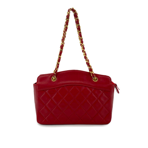 CHANEL VINTAGE CHAIN SHOULDER BAG RED LAMB SKIN 90285938 - PURPOSE