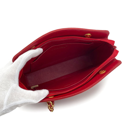 CHANEL VINTAGE CHAIN SHOULDER BAG RED LAMB SKIN 90285938 - PURPOSE