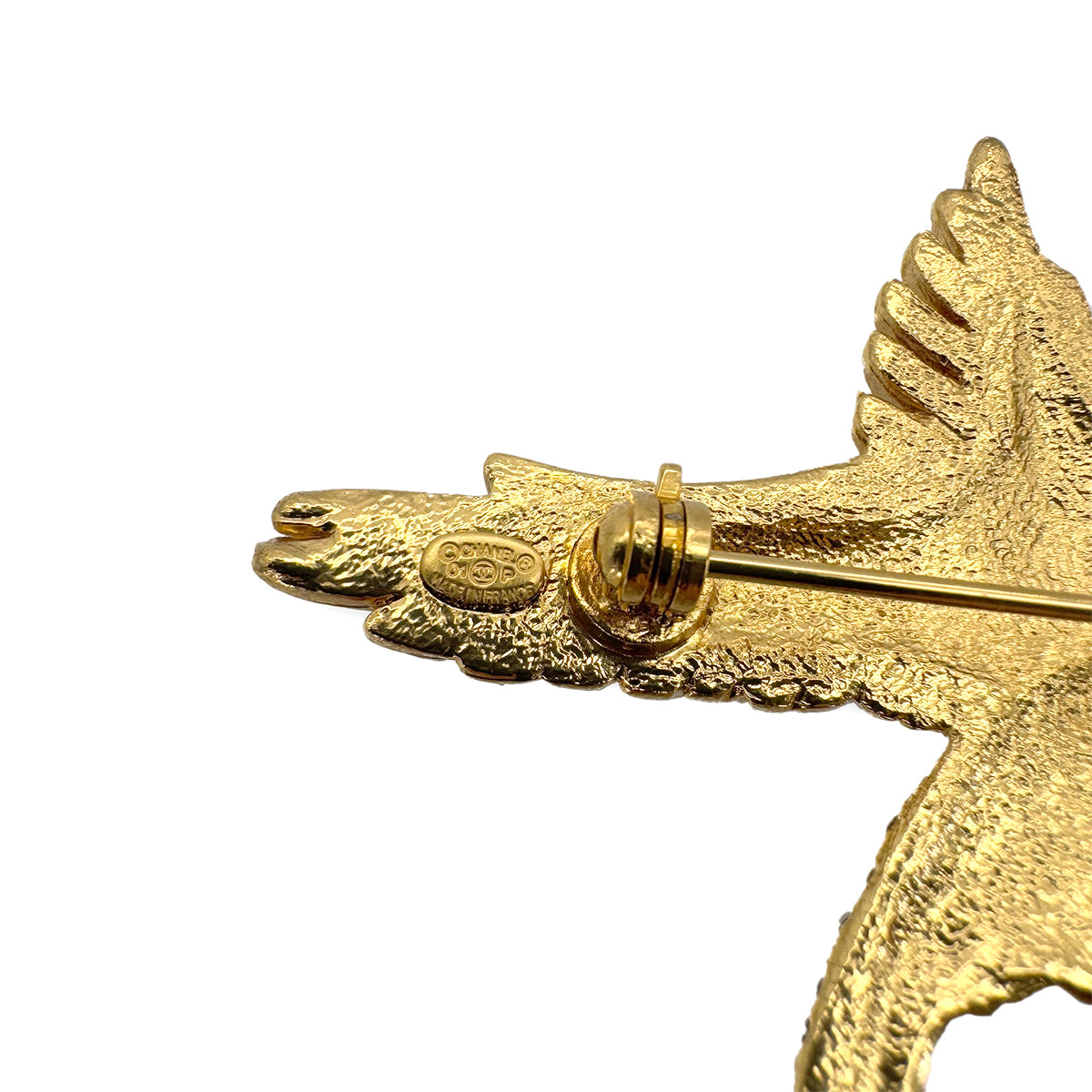 CHANEL VINTAGE COCOMARK BROOCH EAGLE RHINESTONE GOLD ACCESSORY 01P 90285946