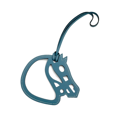 HERMES BAG CHARM HORSE PADDOCK CHEVAL BLEU JEAN VEAU SWIFT 90285947