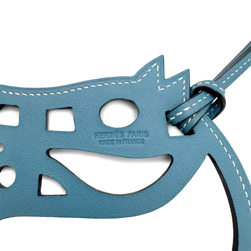 HERMES BAG CHARM HORSE PADDOCK CHEVAL BLEU JEAN VEAU SWIFT 90285947