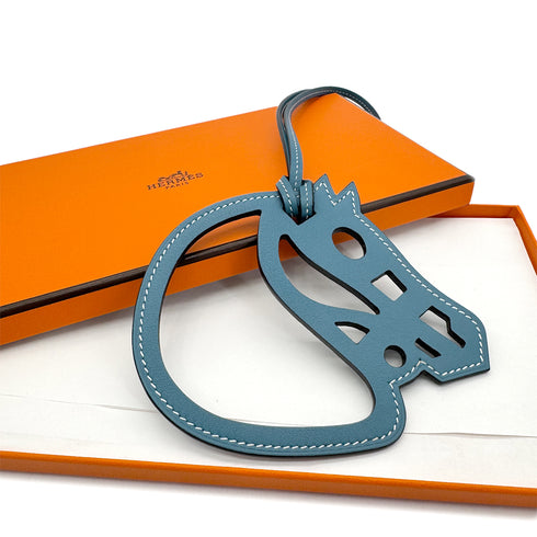 HERMES BAG CHARM HORSE PADDOCK CHEVAL BLEU JEAN VEAU SWIFT 90285947
