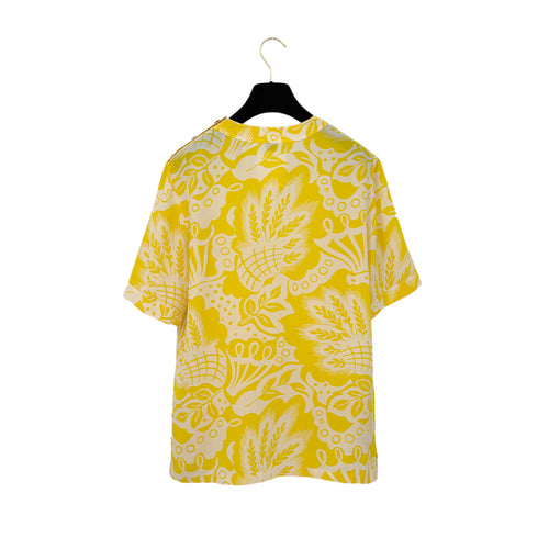 CHANEL COCO BUTTON PETOIDS SHORT SLEEVED SHIRT YELLOW SILK RTW 90285953