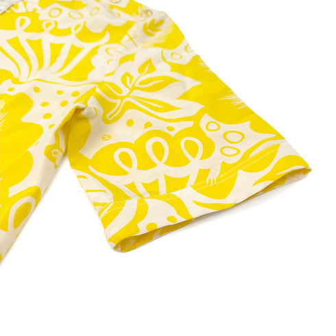 CHANEL COCO BUTTON PETOIDS SHORT SLEEVED SHIRT YELLOW SILK RTW 90285953