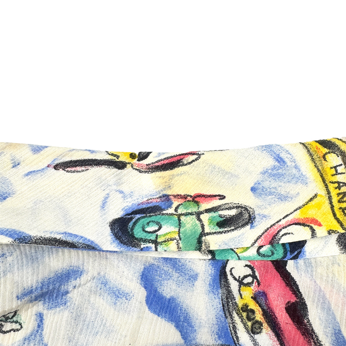 CHANEL COCO BUTTON AIRPLANE PATTERN DRESS 94SS RUNWAY COLLECTION MULTICOLOR SILK 38 94P RTW 90285954