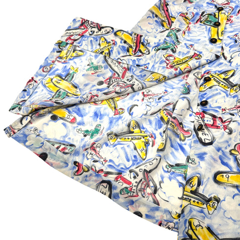 CHANEL VINTAGE COCO BUTTON AIRPLANE PATTERN DRESS 94SS RUNWAY COLLECTION MULTICOLOR SILK 38 94P RTW 90285954 - PURPOSE