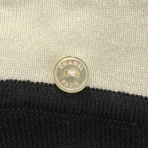CHANEL COCOMARK BUTTON BICOLOR KNIT TOPS BLACK WHITE COTTON 48 07P RTW 90285955