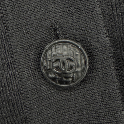 CHANEL COCOMARK BUTTON BICOLOR KNIT TOPS BLACK WHITE COTTON 48 07P RTW 90285955