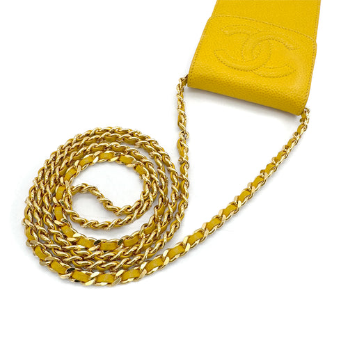 CHANEL VINTAGE BIG COCO CHAIN SHOULDER BAG YELLOW CAVIAR SKIN 90286009 - PURPOSE
