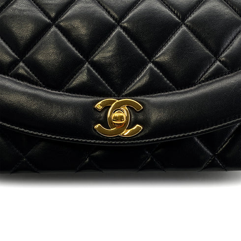 CHANEL VINTAGE DIANA SMALL CHAIN SHOULDER BAG BLACK LAMB SKIN 90286010 - PURPOSE