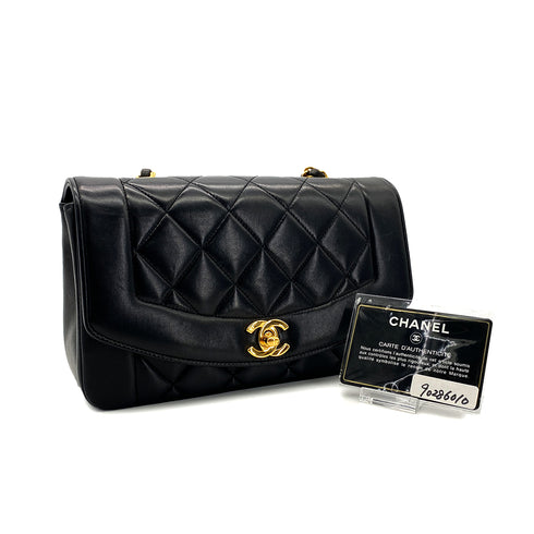 CHANEL VINTAGE DIANA SMALL CHAIN SHOULDER BAG BLACK LAMB SKIN 90286010 - PURPOSE