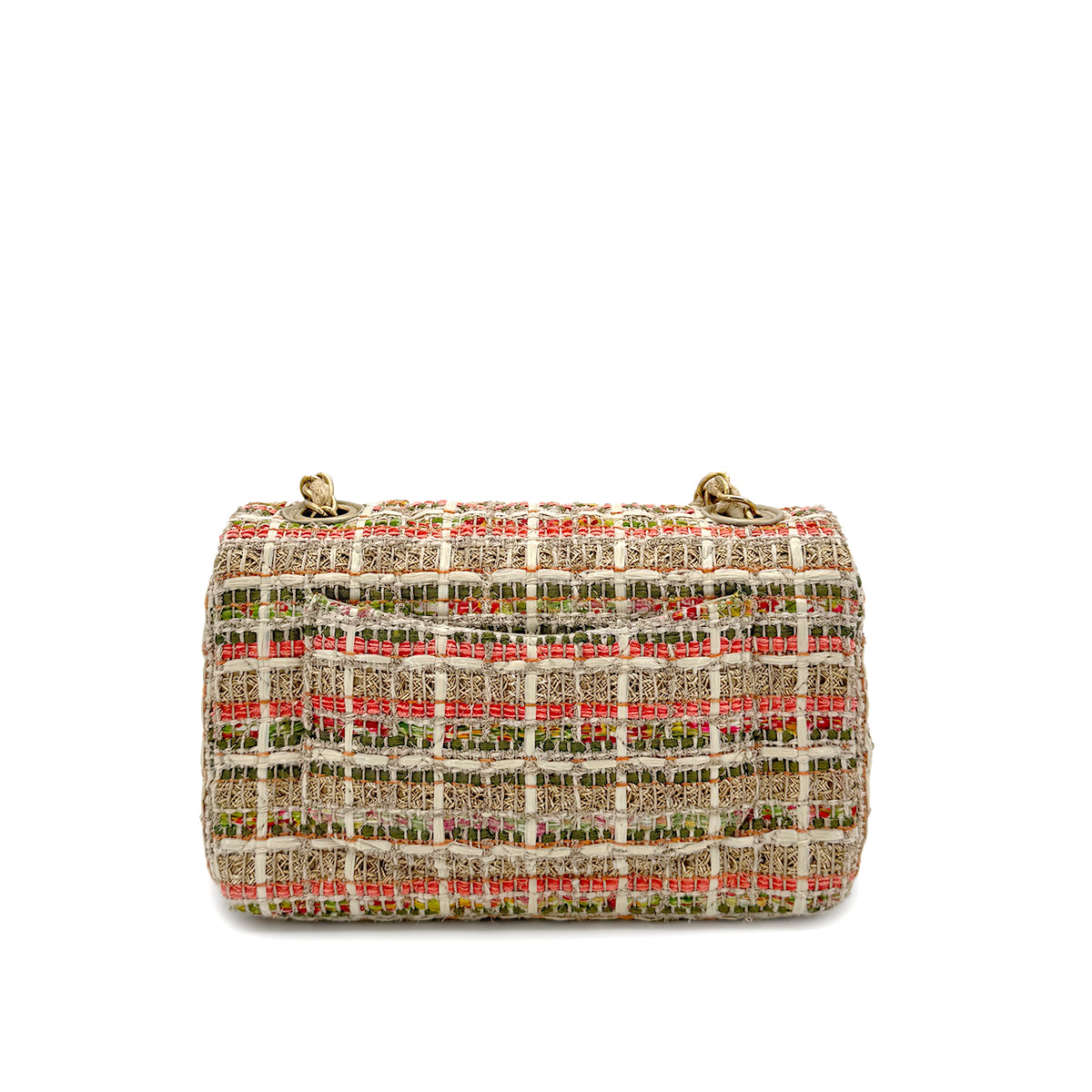 CHANEL MINI MATELASSE CHAIN SHOULDER BAG NATURAL HEMP LAFFIA LEATHER 90286015