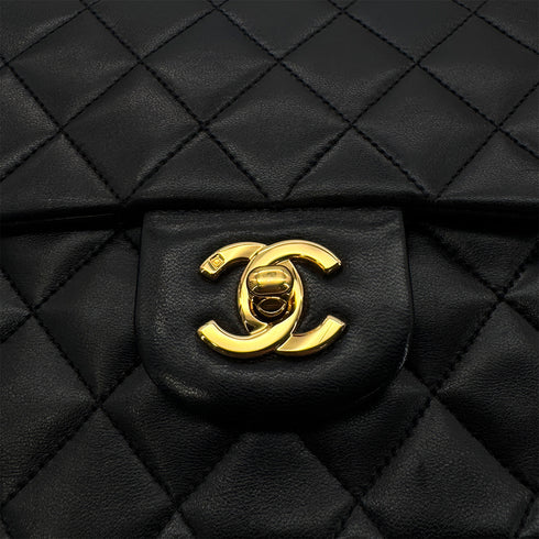 CHANEL VINTAGE CLASSIC FLAP MEDIUM CHAIN SHOULDER BAG BLACK LAMB SKIN 90286016 - PURPOSE