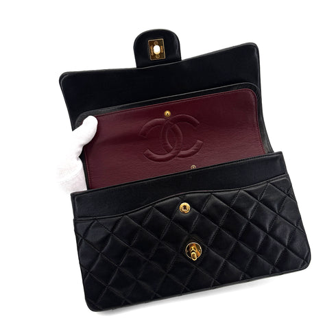 CHANEL VINTAGE CLASSIC FLAP MEDIUM CHAIN SHOULDER BAG BLACK LAMB SKIN 90286016 - PURPOSE