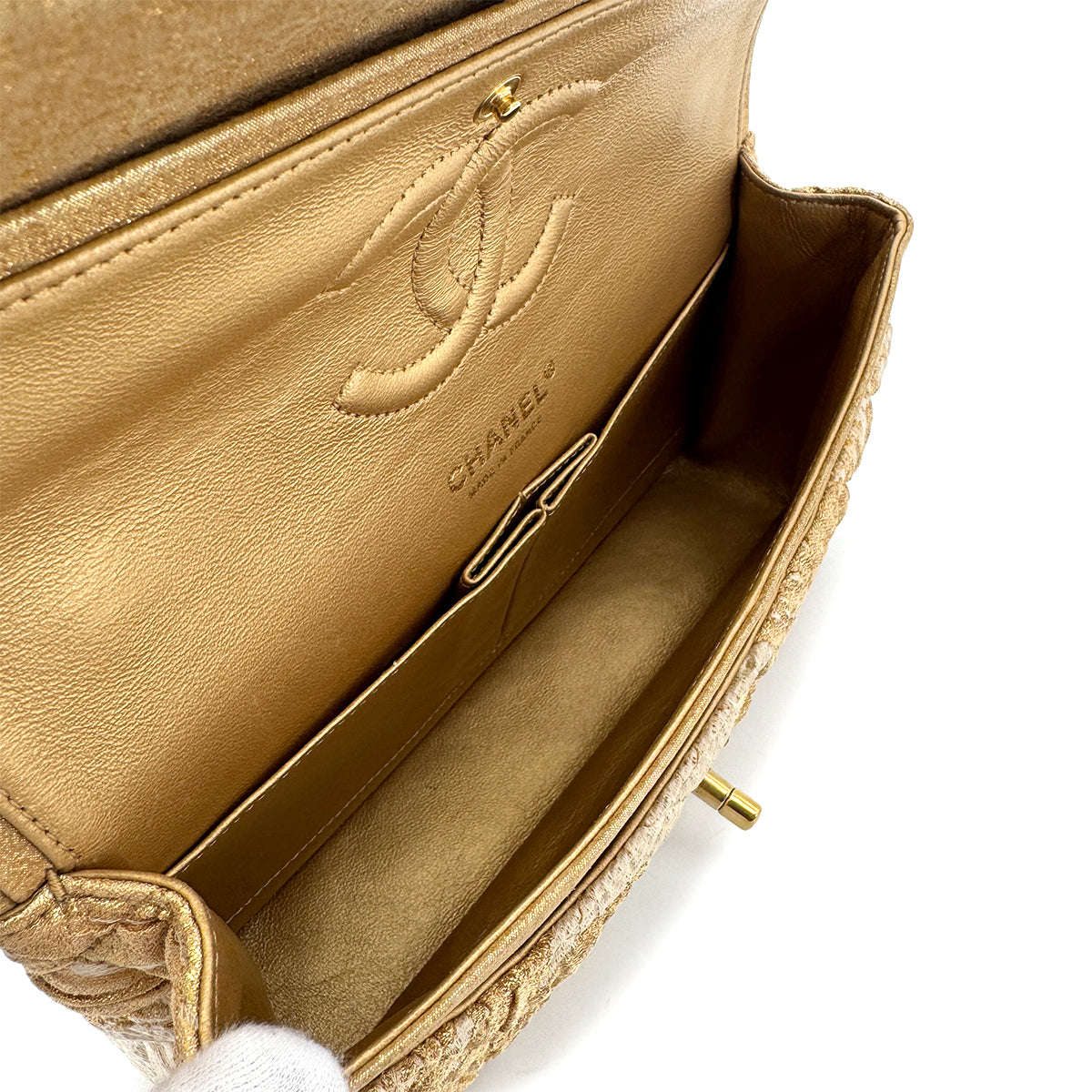 CHANEL MATELASSE CHAIN SHOULDER BAG GOLD JACQUARD 90286017