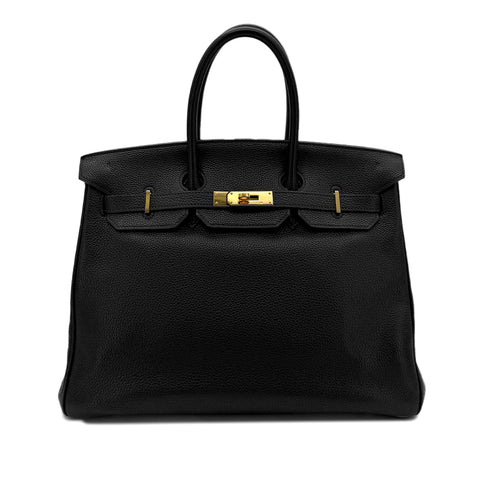 HERMES BIRKIN 35 BLACK TAURILLON CLEMENCE HAND BAG ▢G GHW 90286018 - PURPOSE