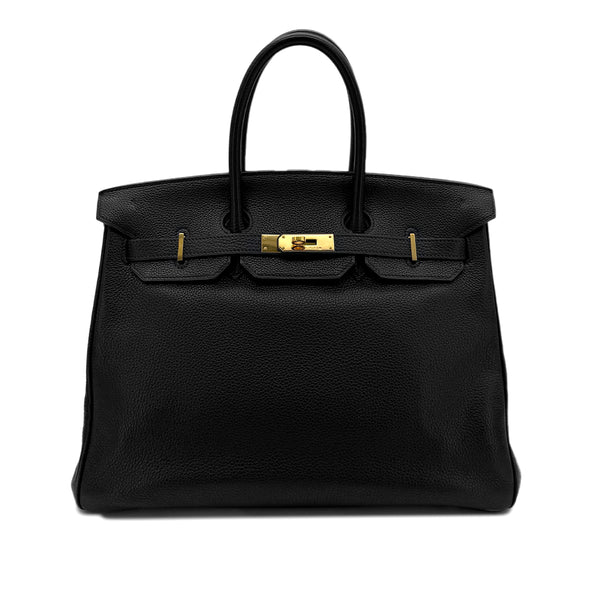 HERMES BIRKIN 35 BLACK TAURILLON CLEMENCE HAND BAG ▢G GHW 90286018 - PURPOSE