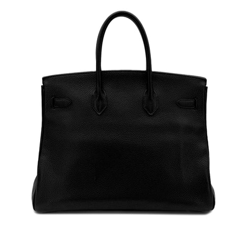 HERMES BIRKIN 35 BLACK TAURILLON CLEMENCE HAND BAG ▢G GHW 90286018 - PURPOSE