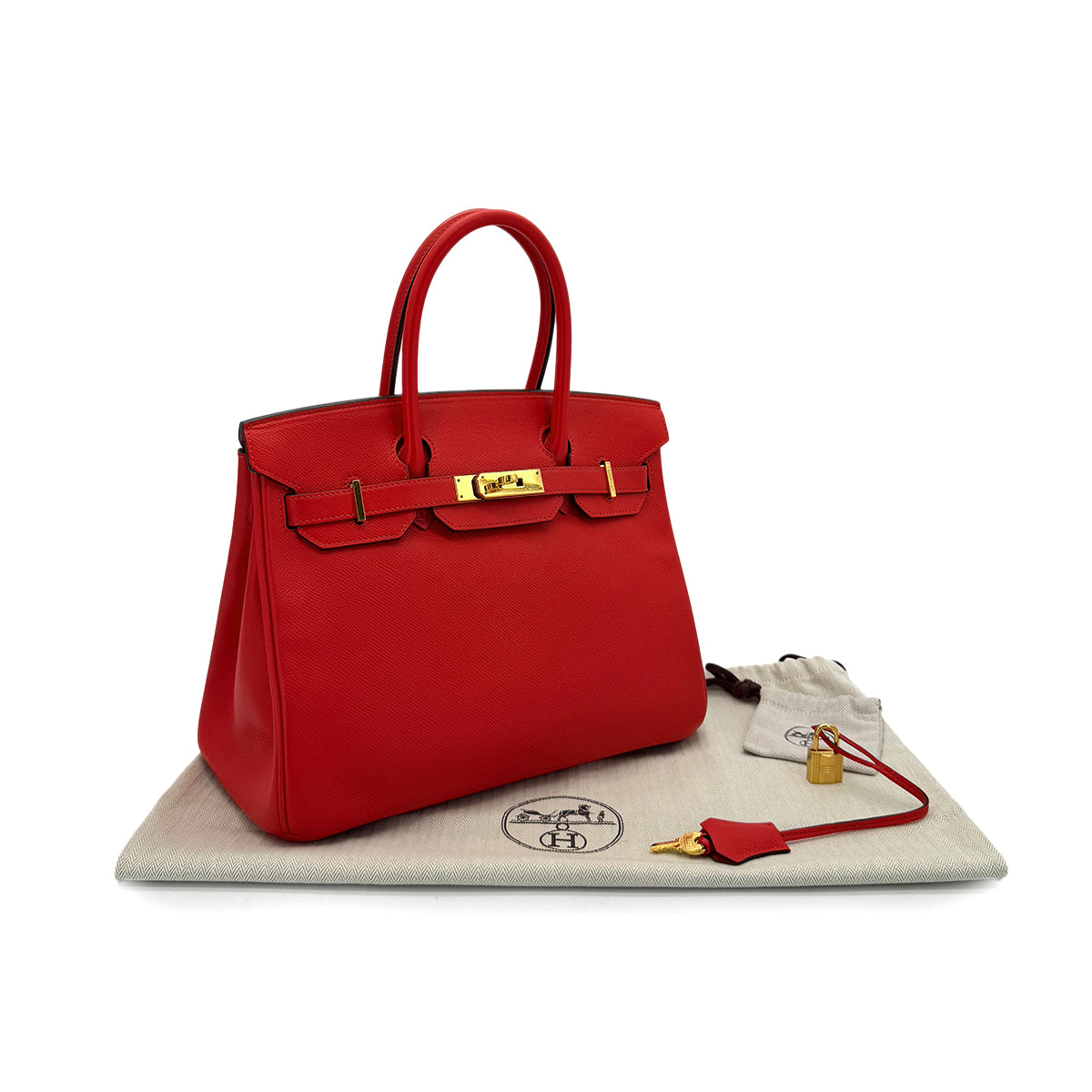 HERMES BIRKIN 30 ROUGE TOMATE EPSOM HAND BAG A GHW 90286022