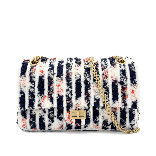 CHANEL REISSUE 2.55 STRIPE PATTERN CHAIN SHOULDER BAG MULTICOLOR TWEED 90286023 - PURPOSE