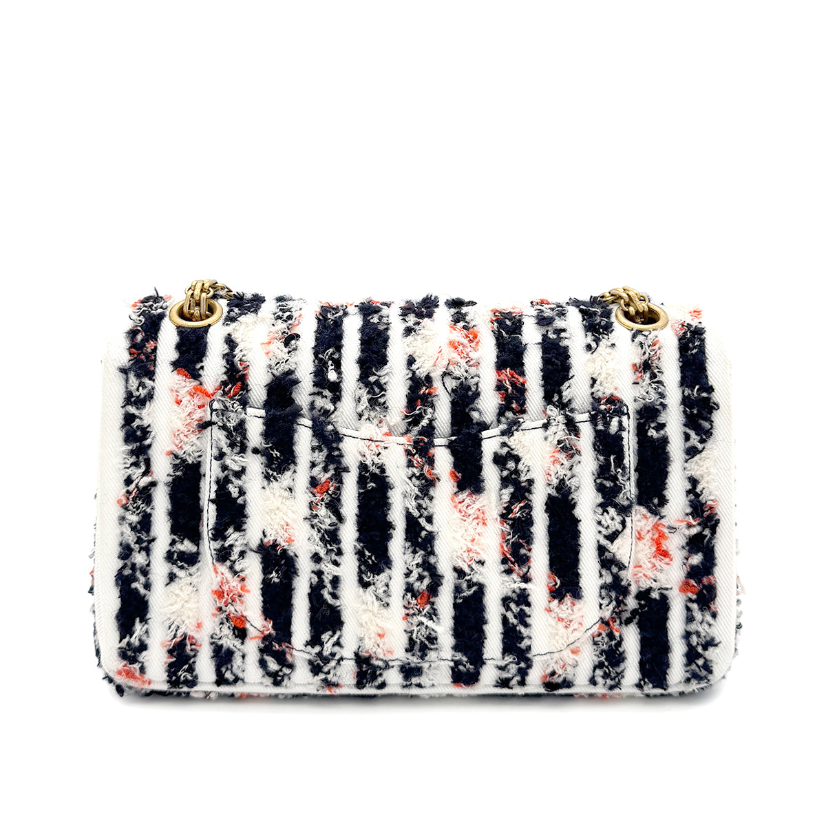 CHANEL REISSUE 2.55 STRIPE PATTERN CHAIN SHOULDER BAG MULTICOLOR TWEED 90286023