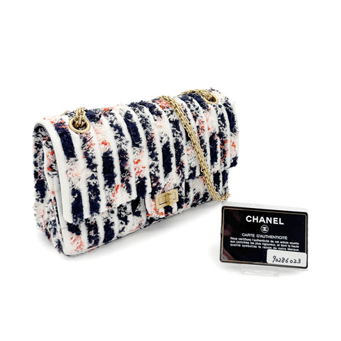 CHANEL REISSUE 2.55 STRIPE PATTERN CHAIN SHOULDER BAG MULTICOLOR TWEED 90286023 - PURPOSE