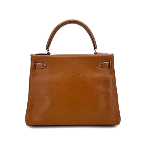 HERMES KELLY 28 RETOURNE GOLD COUCHEVEL HAND SHOULDER BAG 〇U GHW 90286025 - PURPOSE