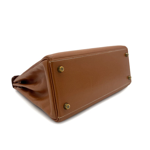 HERMES KELLY 28 RETOURNE GOLD COUCHEVEL HAND SHOULDER BAG 〇U GHW 90286025 - PURPOSE