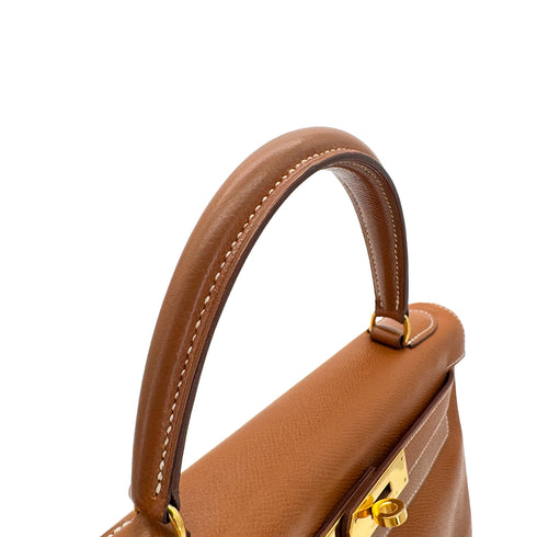 HERMES KELLY 28 RETOURNE GOLD COUCHEVEL HAND SHOULDER BAG 〇U GHW 90286025 - PURPOSE