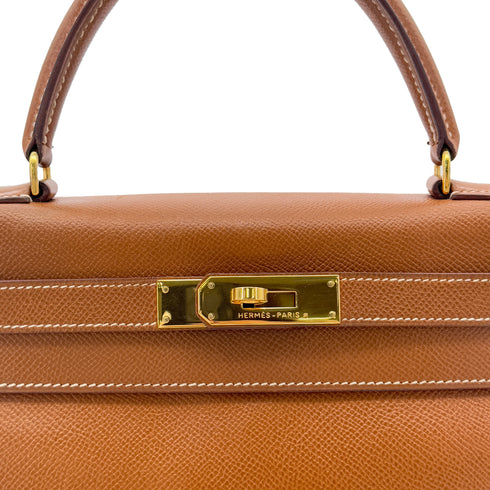 HERMES KELLY 28 RETOURNE GOLD COUCHEVEL HAND SHOULDER BAG 〇U GHW 90286025 - PURPOSE