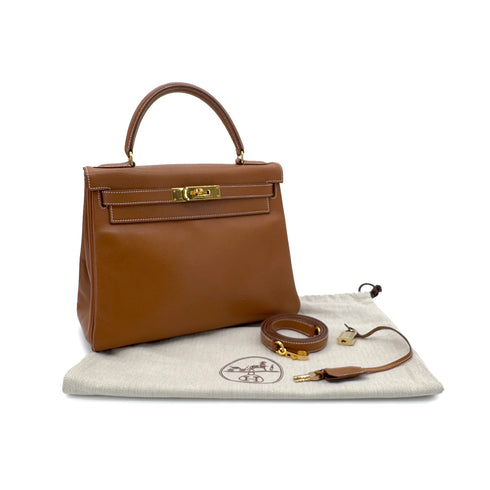 HERMES KELLY 28 RETOURNE GOLD COUCHEVEL HAND SHOULDER BAG 〇U GHW 90286025 - PURPOSE