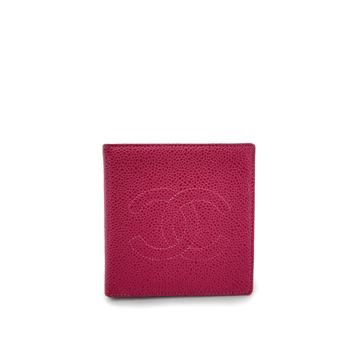 CHANEL VINTAGE BIFOLD COMPACT WALLET PINK CAVIAR SKIN 90286157