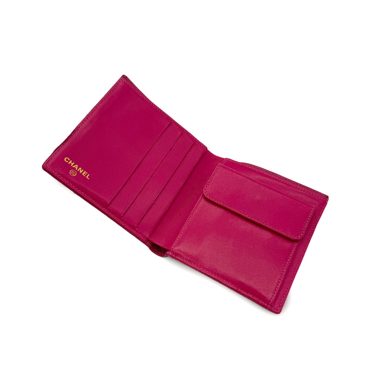 CHANEL VINTAGE BIFOLD COMPACT WALLET PINK CAVIAR SKIN 90286157