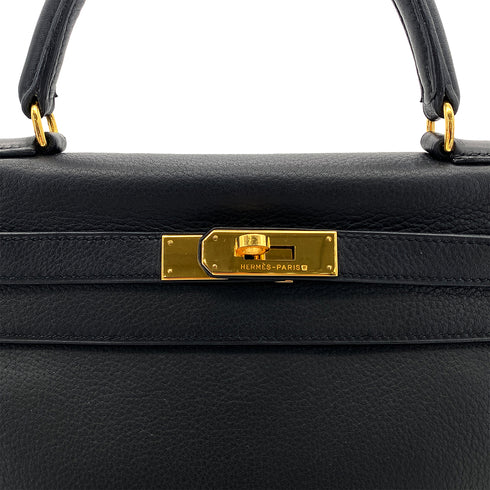 HERMES KELLY 28 RETOURNE BLACK EVERCOLOR HAND SHOULDER BAG □B GHW 90286178 - PURPOSE