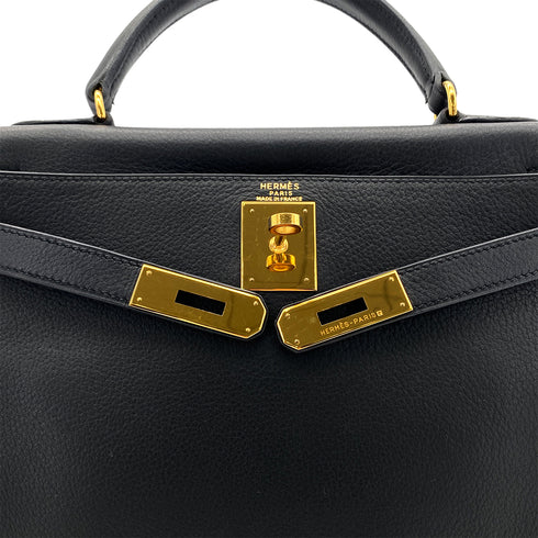 HERMES KELLY 28 RETOURNE BLACK EVERCOLOR HAND SHOULDER BAG □B GHW 90286178 - PURPOSE