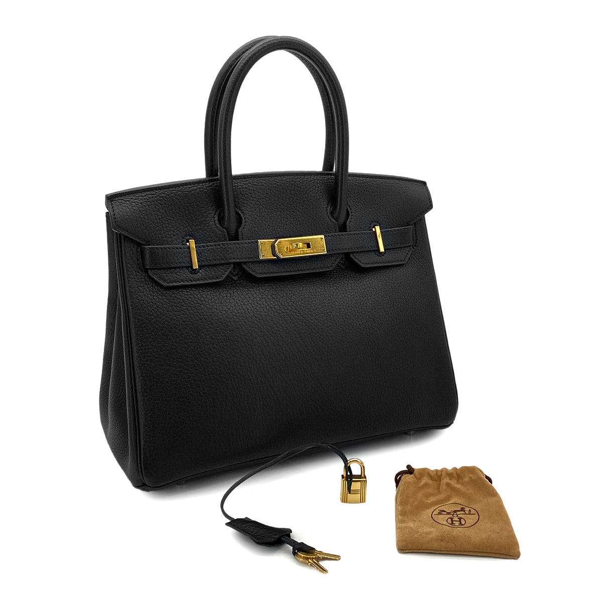HERMES BIRKIN 30 BLACK TOGO HAND BAG □C GHW 90286179