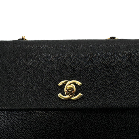 CHANEL VINTAGE TURN LOCK CHAIN TOTE BAG BLACK CAVIAR SKIN 90286183 - PURPOSE