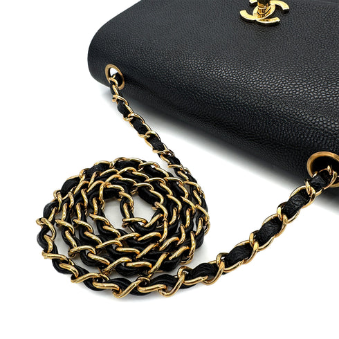 CHANEL VINTAGE TURN LOCK CHAIN TOTE BAG BLACK CAVIAR SKIN 90286183 - PURPOSE