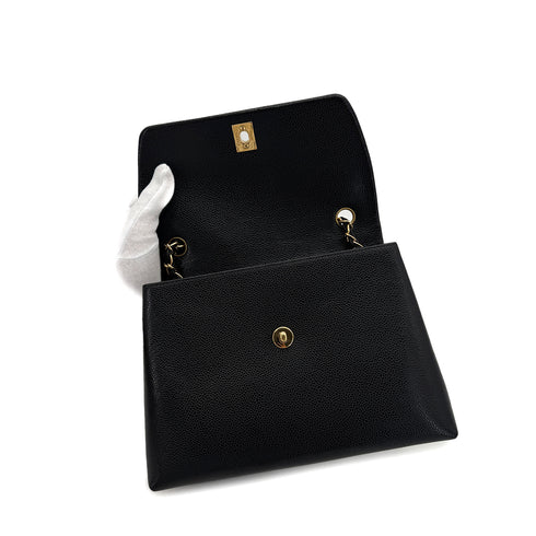 CHANEL VINTAGE TURN LOCK CHAIN TOTE BAG BLACK CAVIAR SKIN 90286183 - PURPOSE